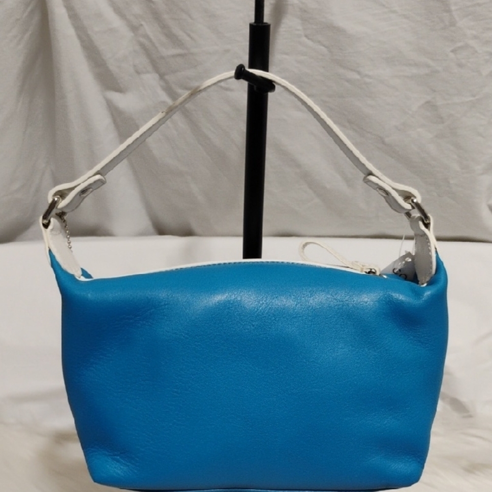 FIRM PRICE! RARE! NWT Coach Blue/White Leather Mini Shoulder Bag - Picture 5 of 16